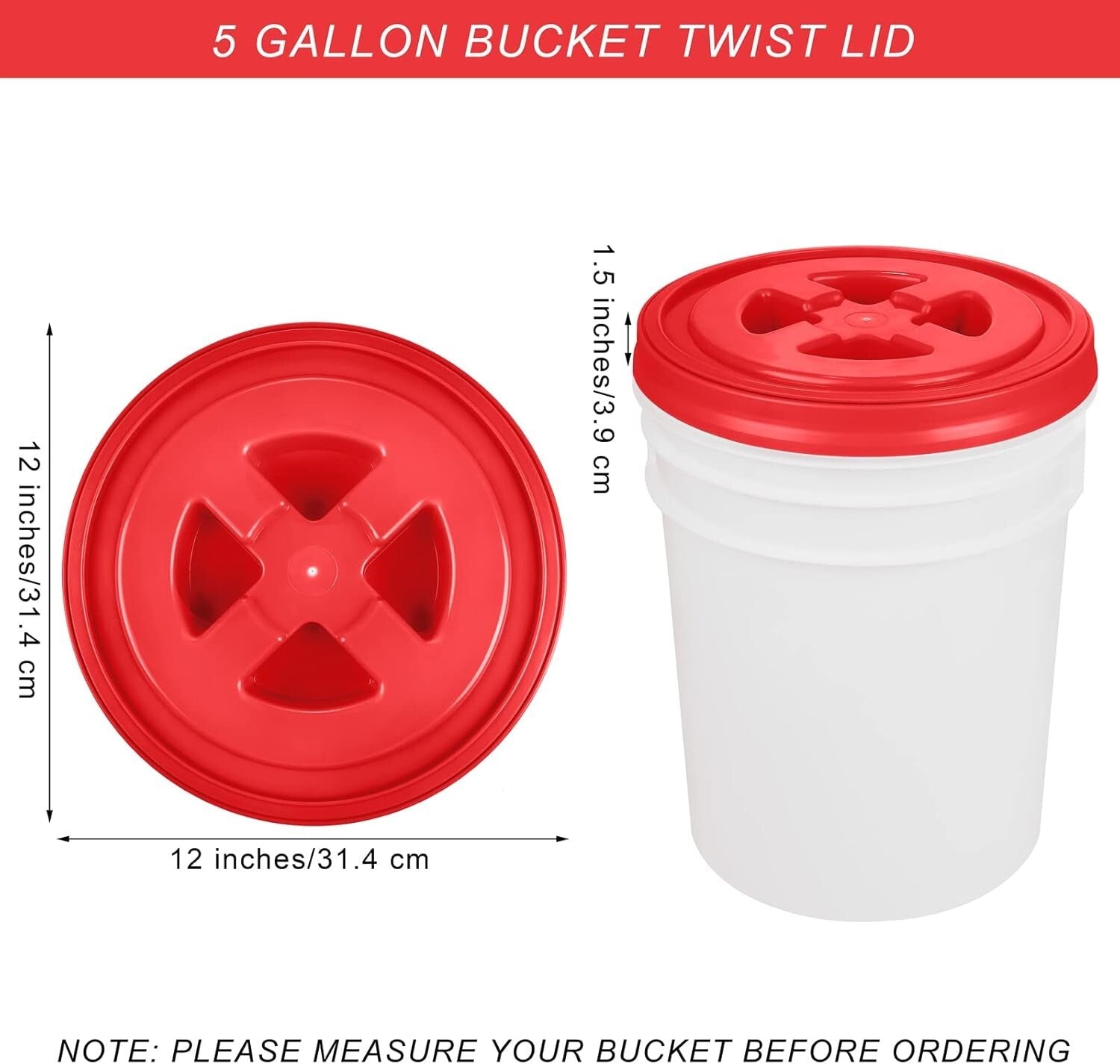 Compact 5-Gallon Bucket Seal Lids – Set of 4 Colorful & Microwaveable Lids