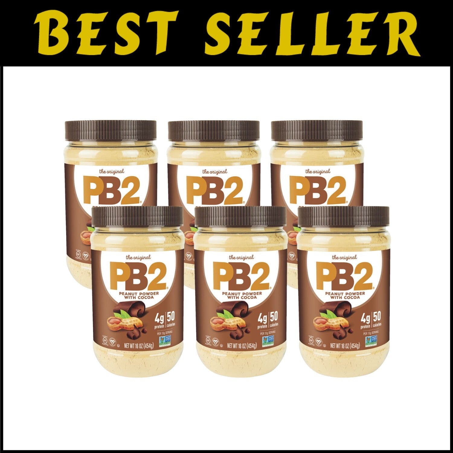 Indulgent 6-Pack of Creamy Chocolate Peanut Butter Powder - 16 oz Each