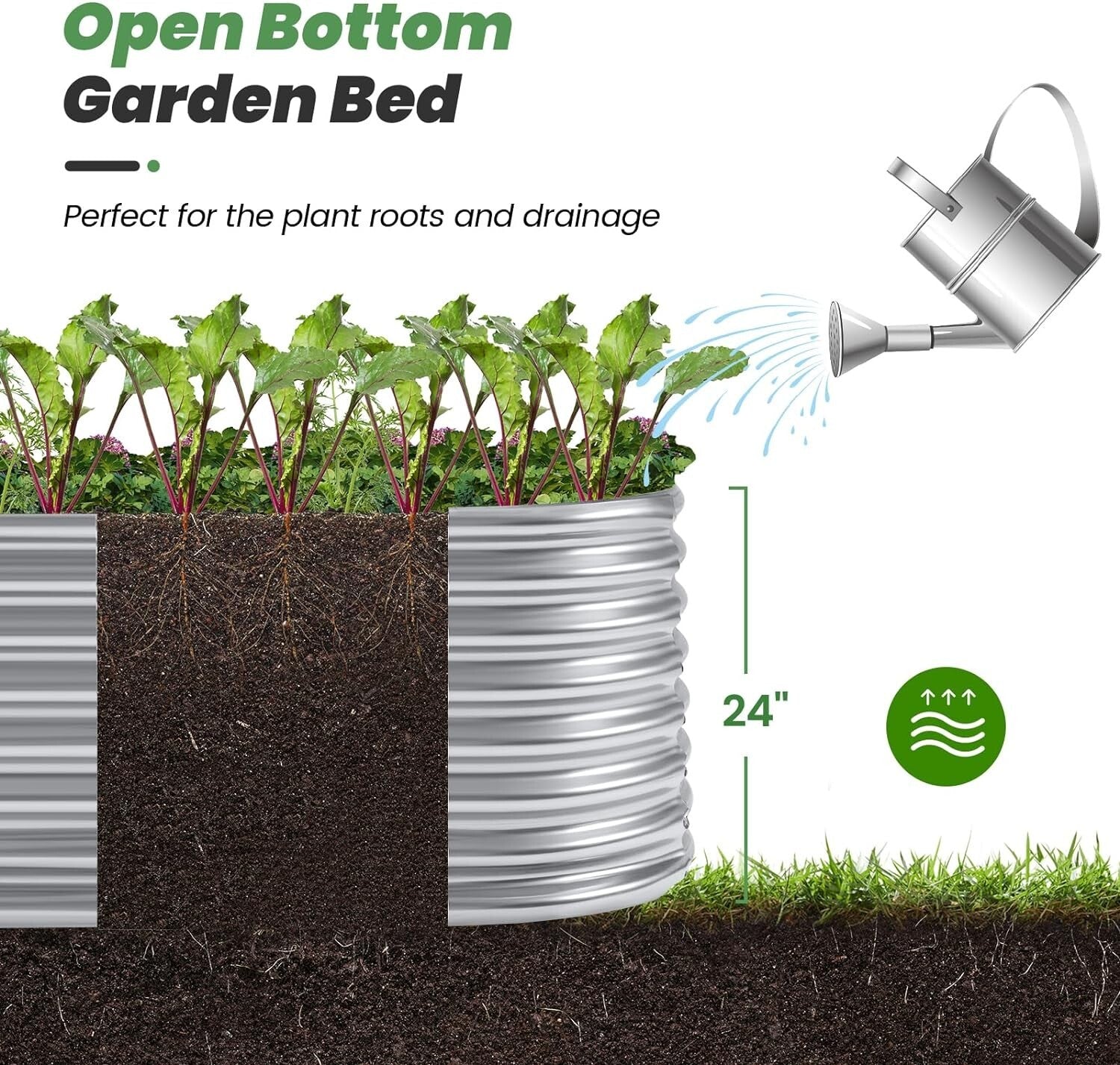 6×3×2ft Galvanized Raised Garden Bed - Durable Oval Planter for Vegetables