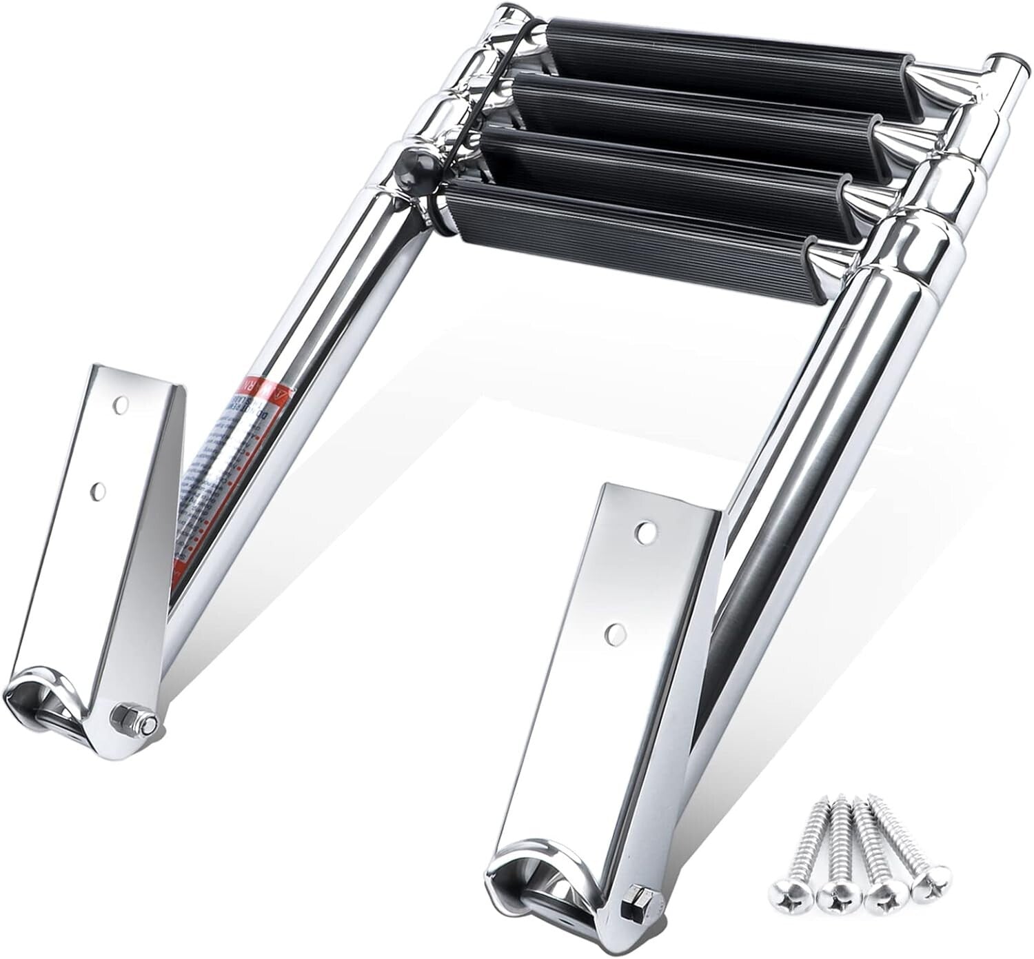 Marine Grade 4-Step Telescopic Boat Ladder with Handrails & Non-Slip Treads