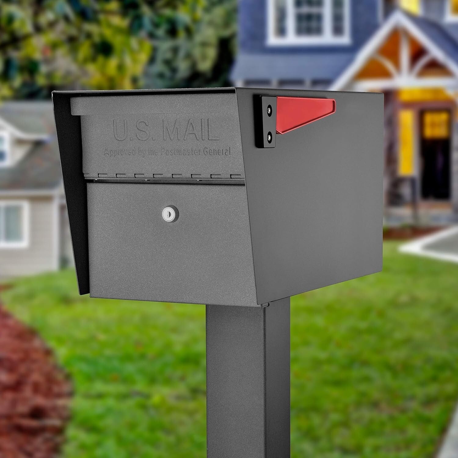 Granite 43" In-Ground Steel Mailbox Post with Installation Hardware Included