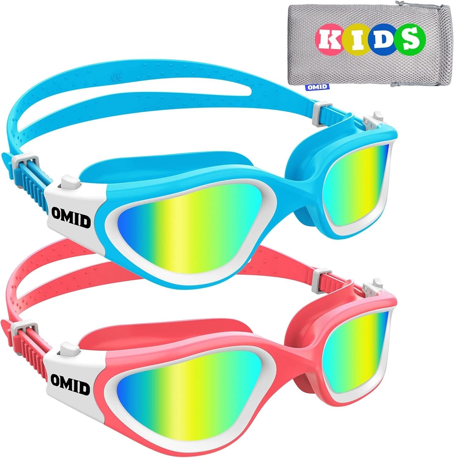2 Pack Kids Swim Goggles: Anti-Fog, Polarized & Ultra Comfortable Fit 6-14 Years