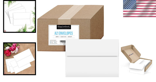 Smooth Finish A2 White Envelopes - Bulk 1000 Pack Ideal for Printing and Mailing