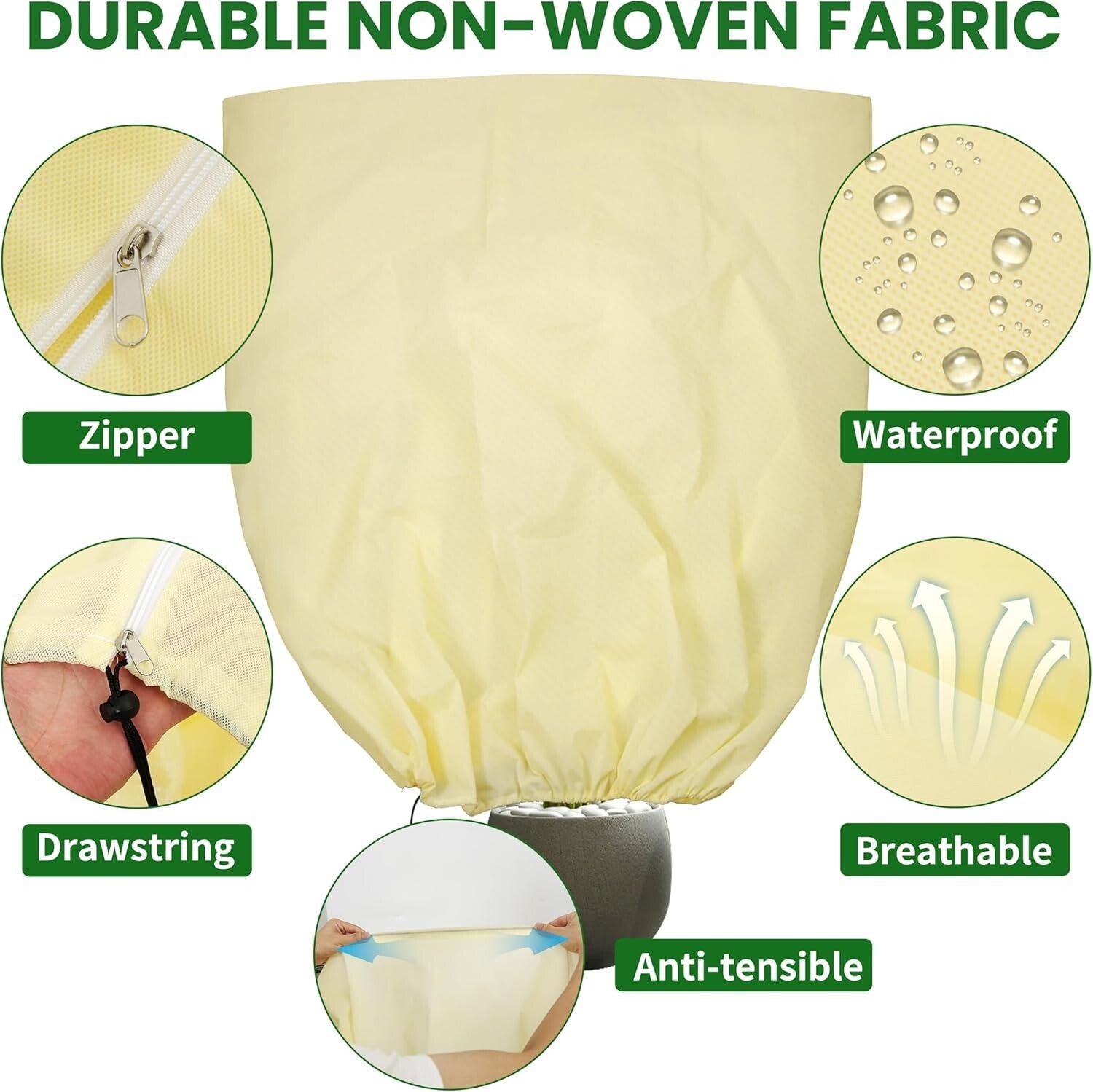 120x100 Inch Reusable Frost Protection Cloth for Winter Plant Care - 4 Pack