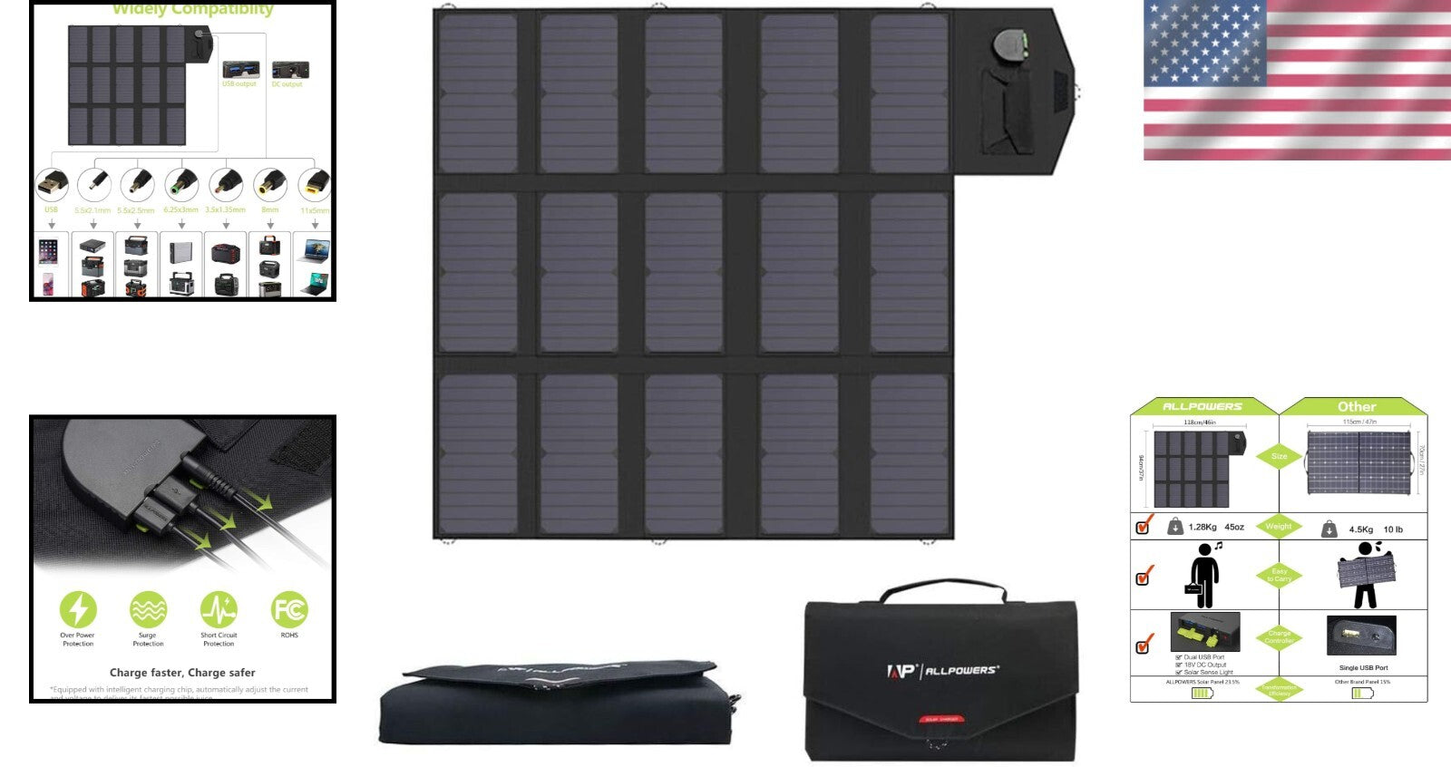 Efficient 100W Solar Panel - Lightweight Foldable Design for Camping and Travel