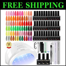 Load image into Gallery viewer, Luxury 36-Color Gel Nail Polish Set with 48W UV Lamp &amp; Essential Manicure Tools