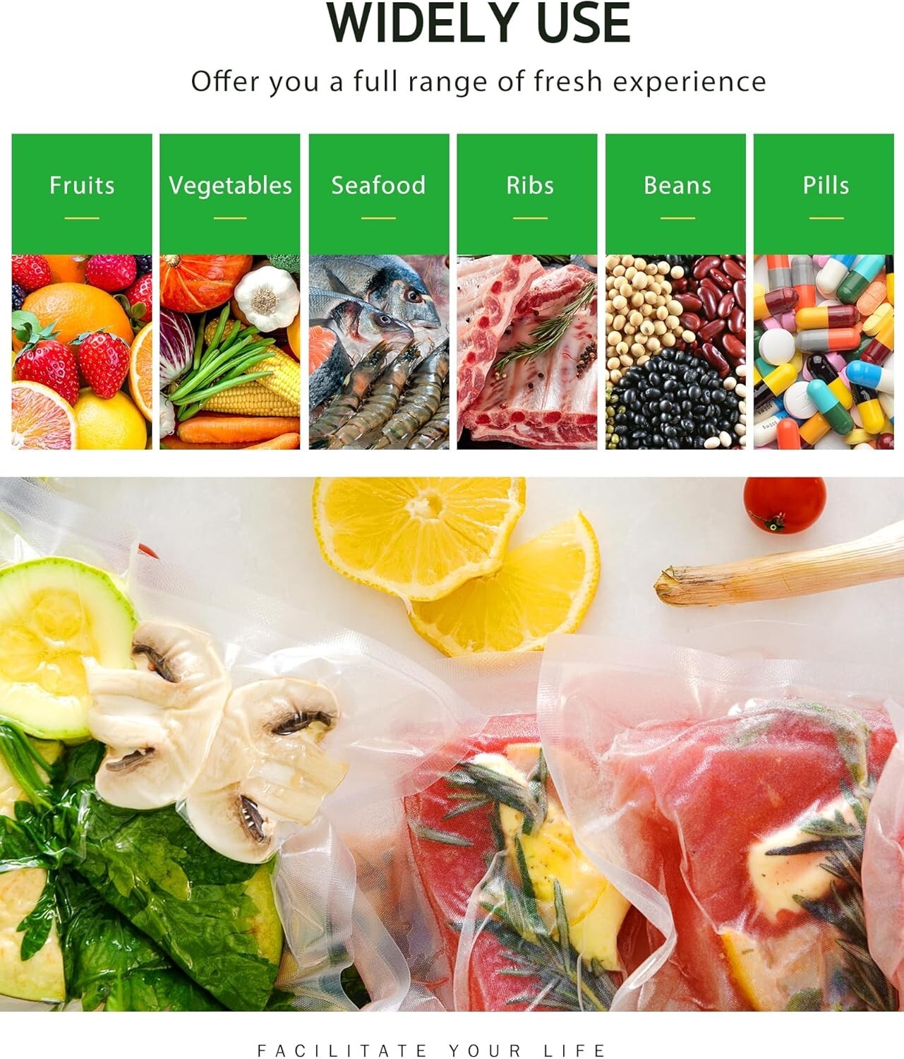 10 Pack Commercial Grade Vacuum Sealer Bags - Ideal for Meal Prep & Storage