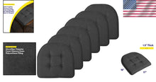 Load image into Gallery viewer, Non-Skid 6 Pack Charcoal Gray Memory Foam Chair Pads - Stylish Tufted Design
