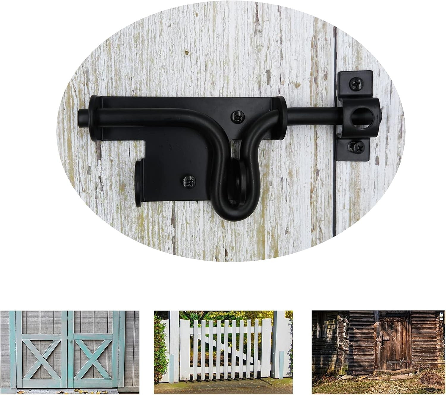 Sturdy 4pcs Metal Gate Latch Kit with Padlock Hole - Ideal for Fences and Gates