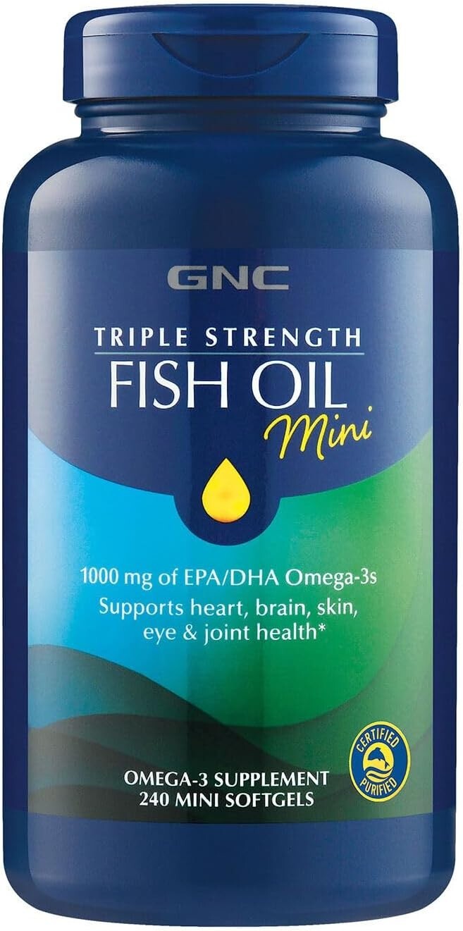 240 Mini Softgels Triple Strength Fish Oil - 1000mg Omega-3 for Heart & Eyes