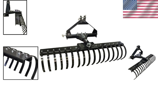 Versatile 3-Point CAT-0 Rake with Adjustable Tines for Landscaping Professionals