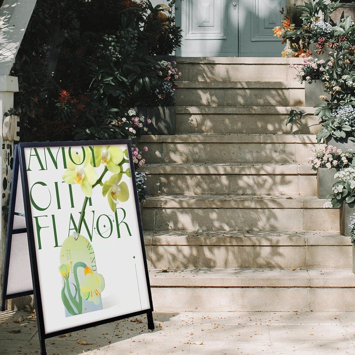 Durable Black A Frame Sandwich Board with Anti-Glare Covers for Outdoor Business