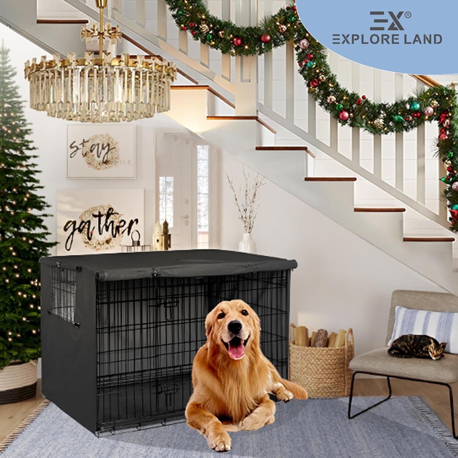 Universal Fit 42-Inch Dog Crate Cover - Durable Polyester & Ventilated Design