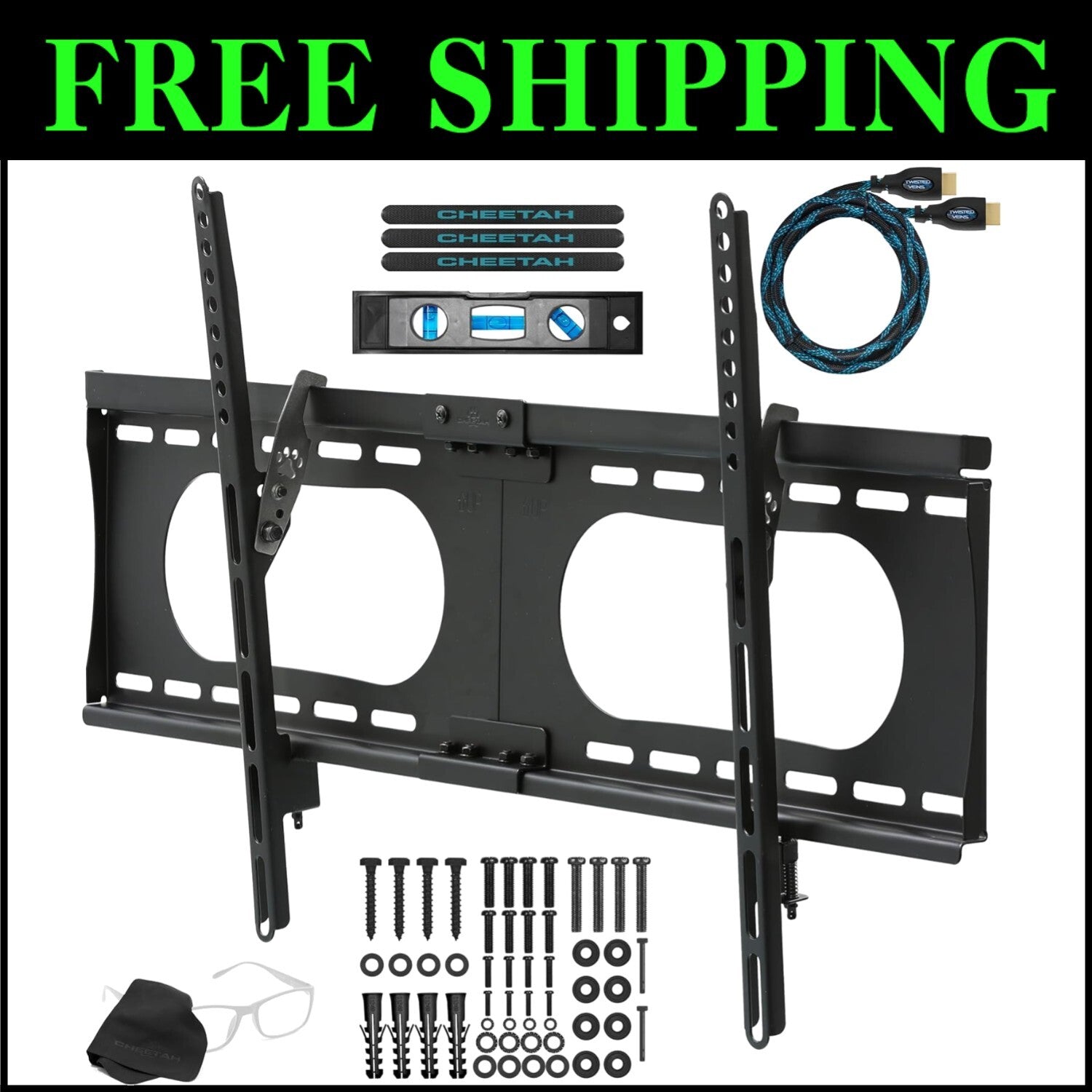 Heavy-Duty Tilt Wall Mount for 37-100" Flat or Curved TVs, Easy Installation