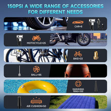 Load image into Gallery viewer, Cordless Air Pump with Tire Pressure Gauge – 150PSI, 20000mAh Battery Option