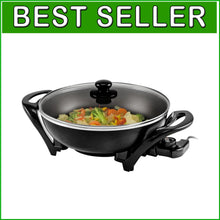 Load image into Gallery viewer, 1400W Electric Skillet: Adjustable Temp &amp; Nonstick, Perfect for Family Meals