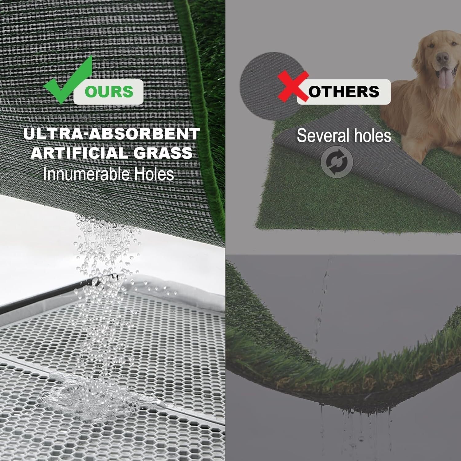 Spacious Indoor-Outdoor Dog Toilet: Ultra-Absorbent Grass Pad for Large Breeds