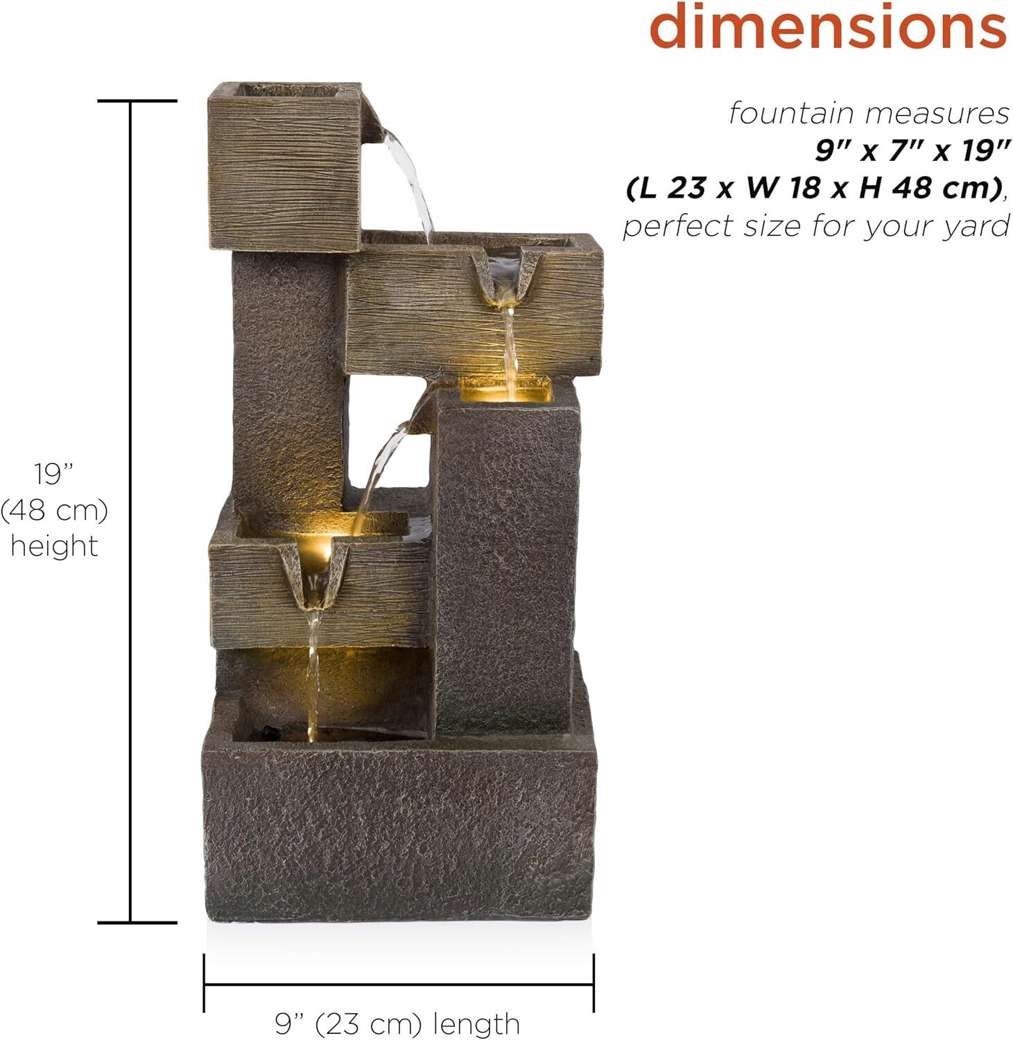 Durable 19" LED Illuminated Water Fountain – Perfect for Indoor & Outdoor Use
