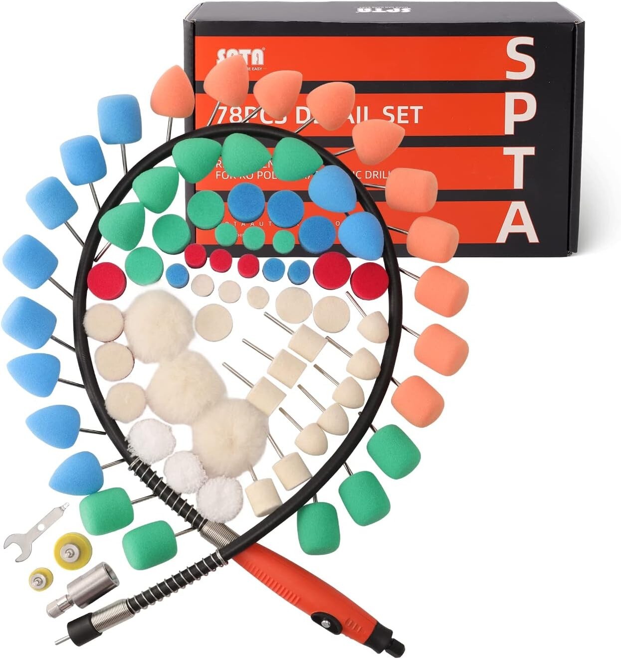 High-Quality Mini Polishing Pads for Easy Car Care and Detailing – 77 Pieces