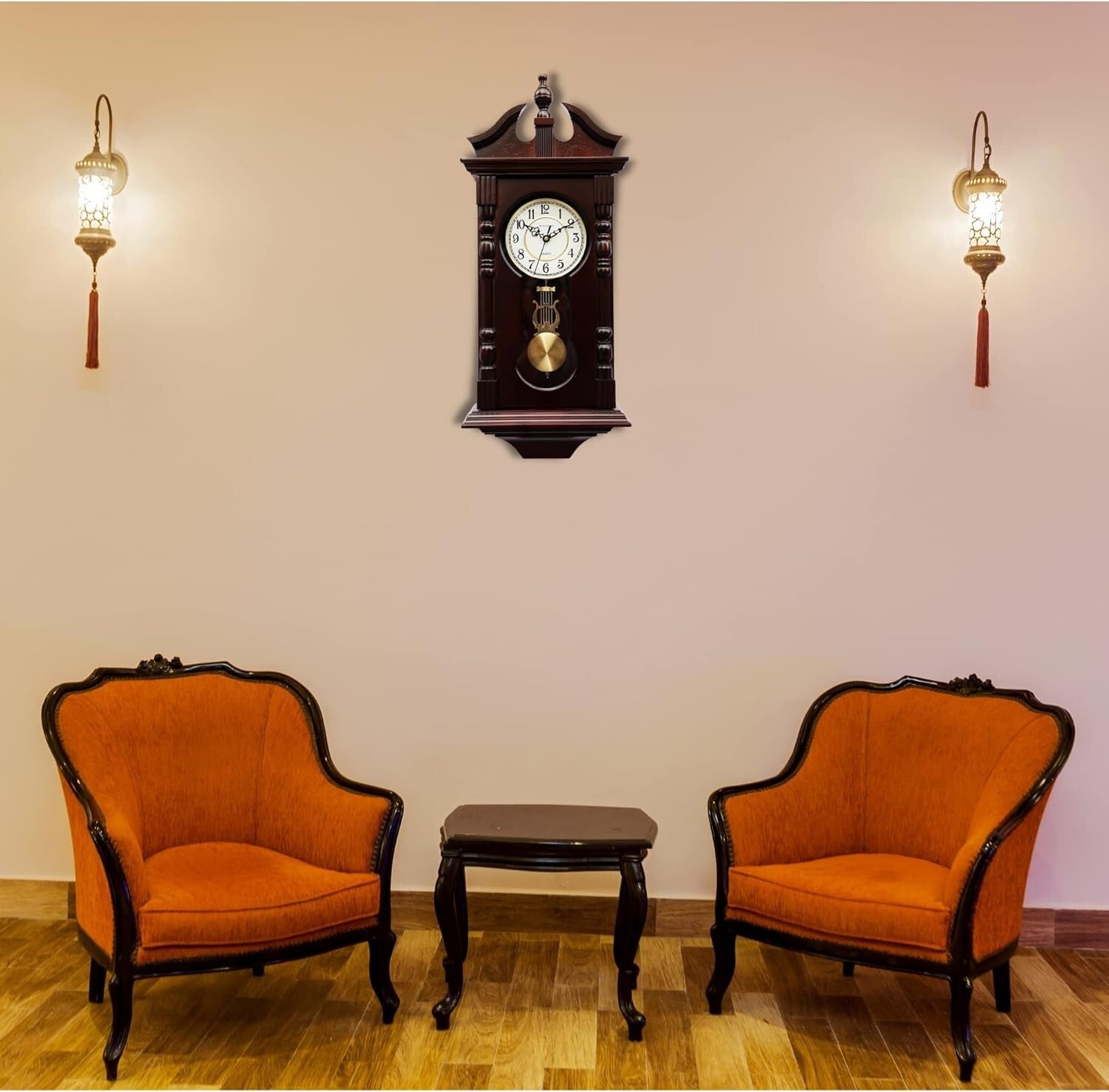 Beautiful Antique-Inspired Walnut Pendulum Clock - Battery Operated Elegance