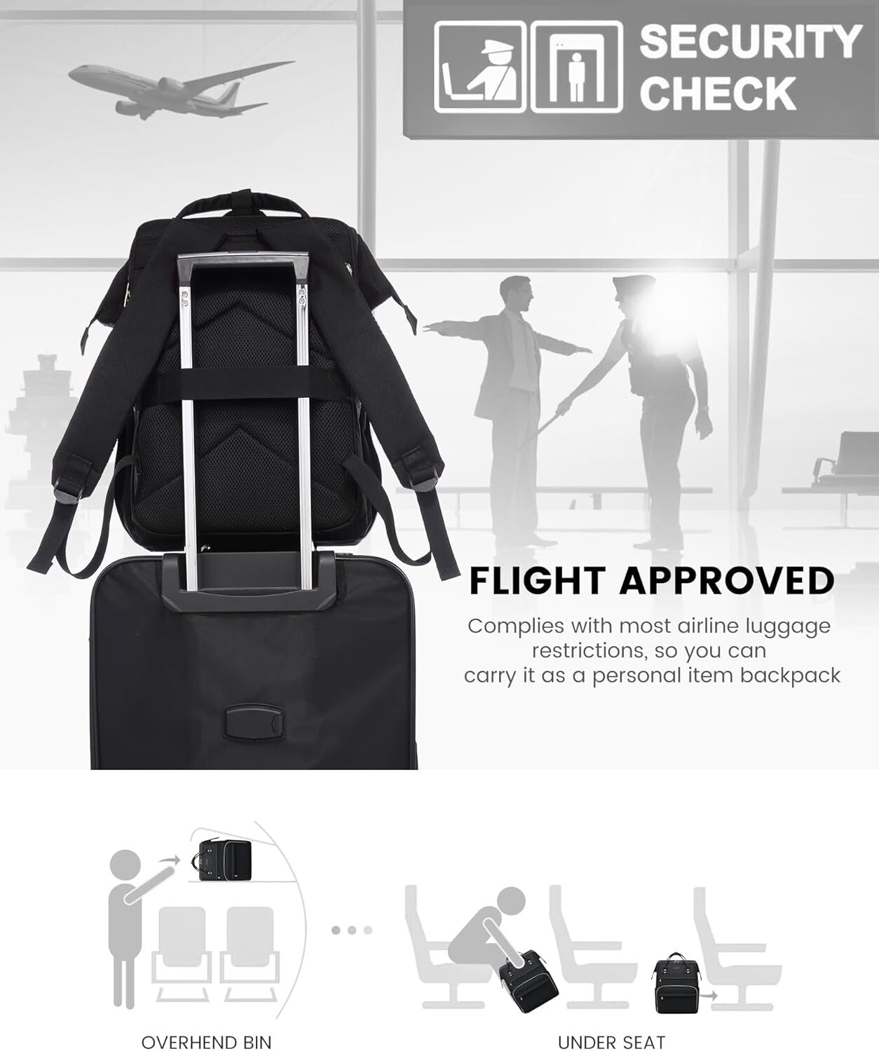 Professional Black Laptop Backpack for Women - Perfect for Teachers and Nurses