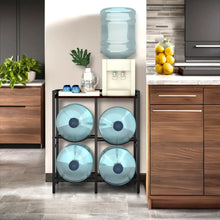Load image into Gallery viewer, Space-Saving Rustic Water Jug Rack for 4 Bottles - Modern Kitchen Organizer