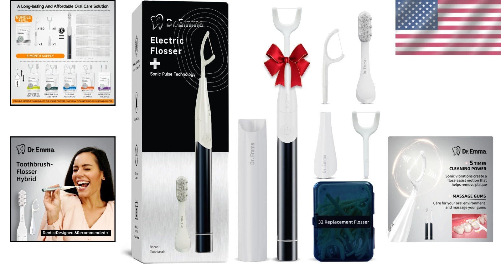 Portable Electric Dental Flosser Starter Kit - Easy Flossing for Healthy Smiles