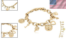 Load image into Gallery viewer, Luxury Gold-Tone Women's Bracelet Watch with Premium Crystals &amp; Unique Charms