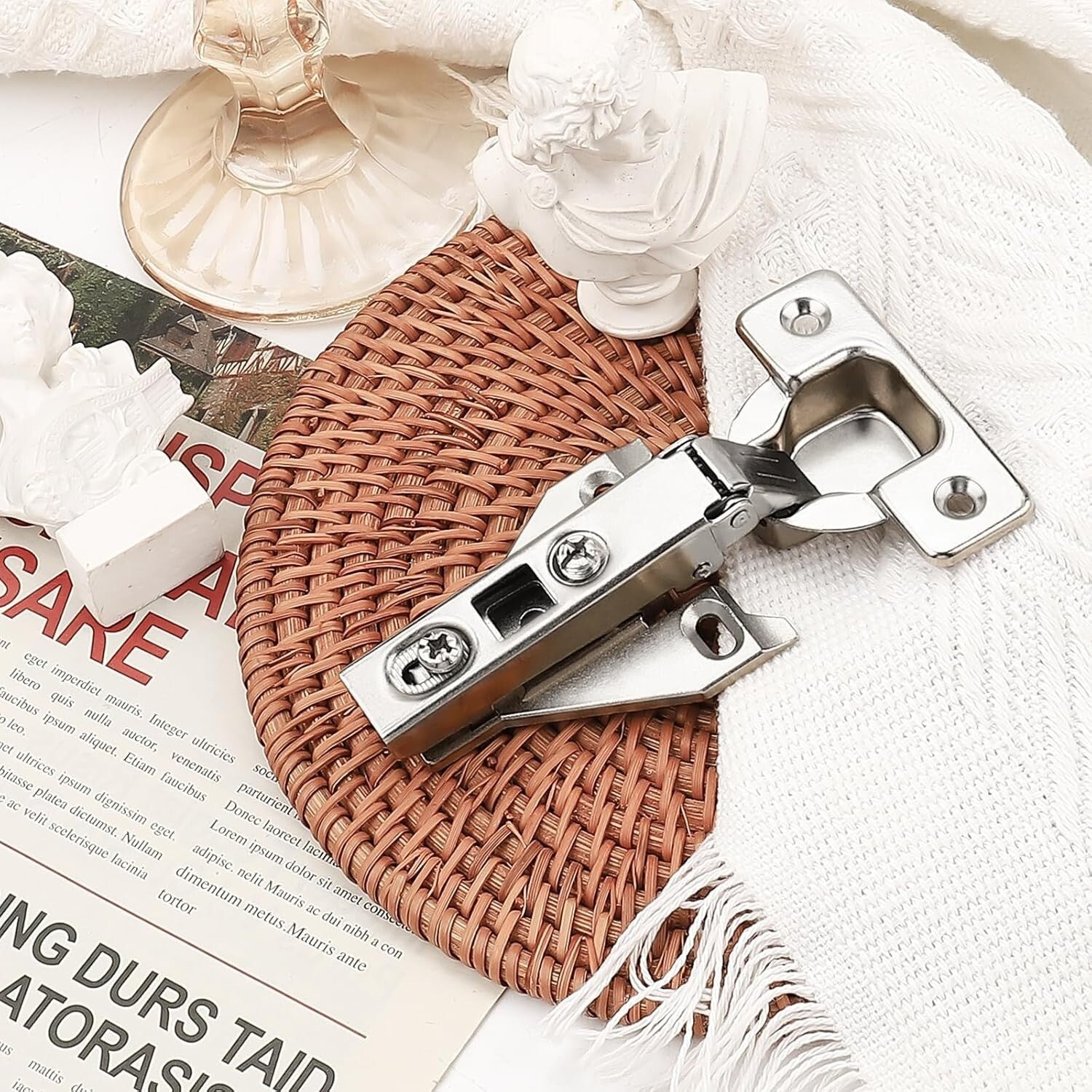 Durable Iron Concealed Hinges - 20 Pairs Satin Nickel Kitchen Cabinet Hardware