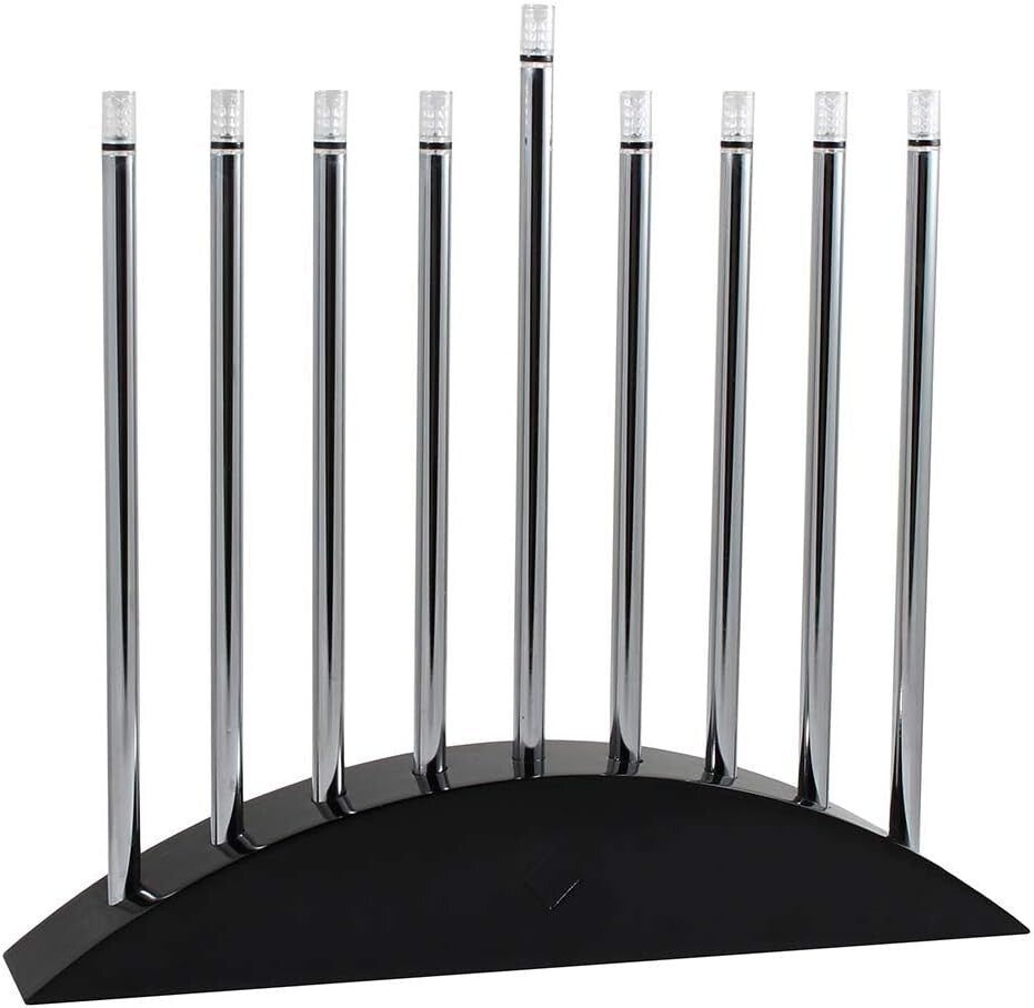 Modern Chanukah Menorah - Black & Silver LED Design with Multi-Power Options