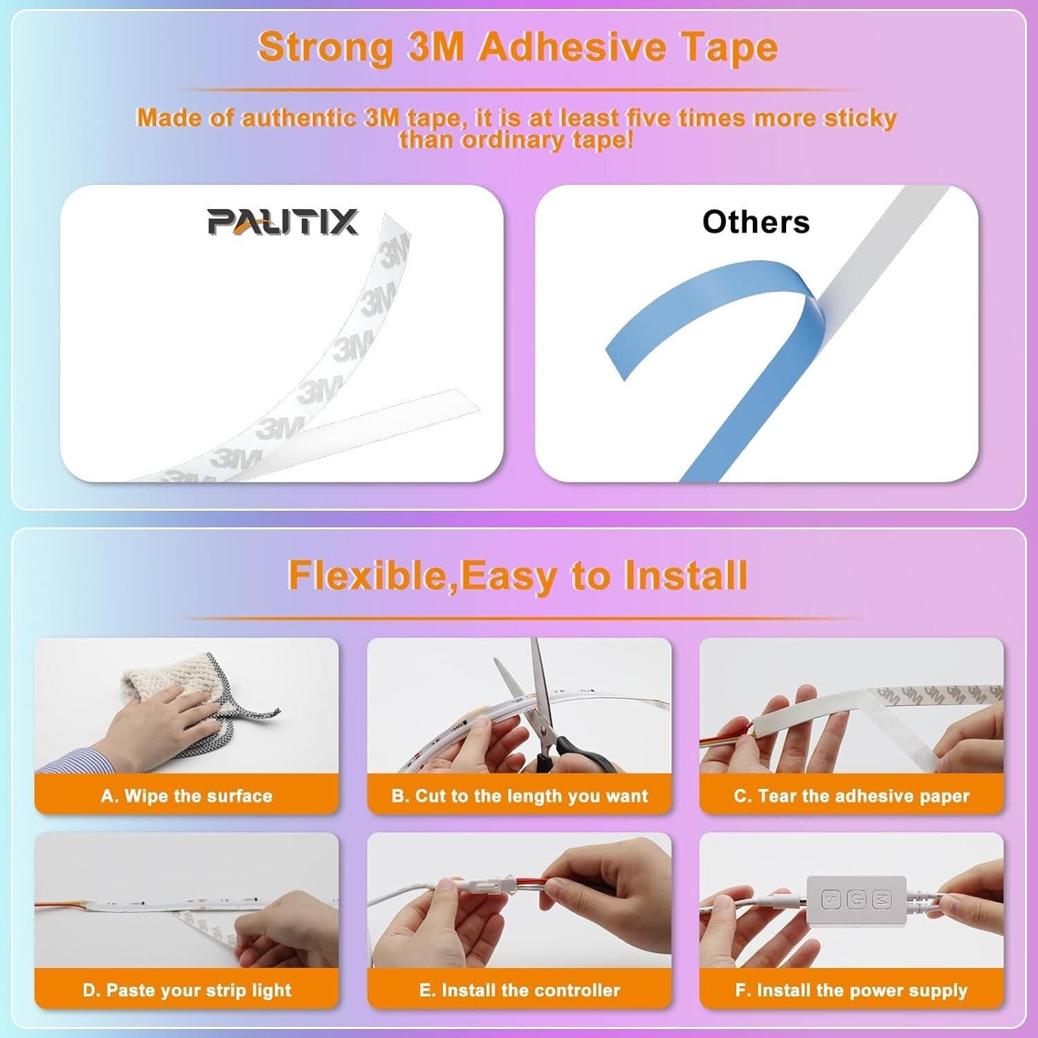 Flexible 16.4ft RGB Smart LED Strip; Music Sync & Timer Functions Included