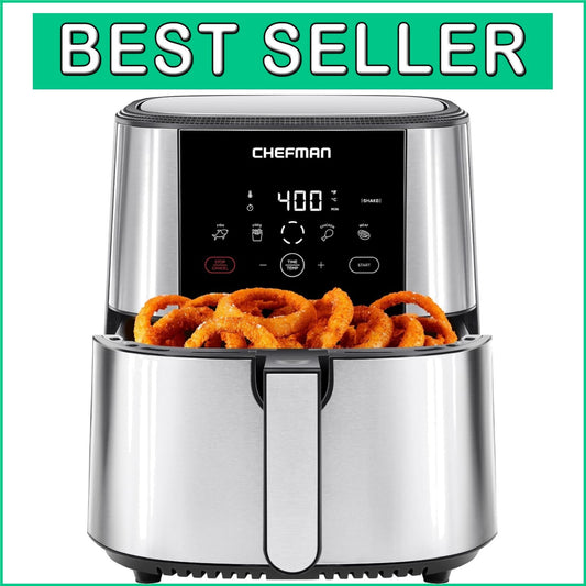 Family-Sized 8-Qt TurboFry Air Fryer - Effortless Cooking with Stainless Steel