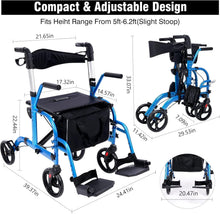 Load image into Gallery viewer, Compact Foldable 2-in-1 Senior Walker with Padded Seat &amp; Reversible Backrest