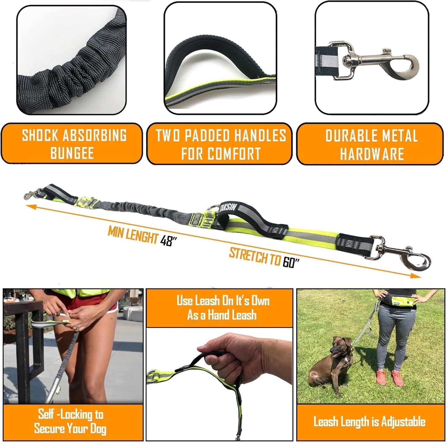 Ultimate Hands-Free Double Dog Leash System - Reflective Bungee for Safe Walks