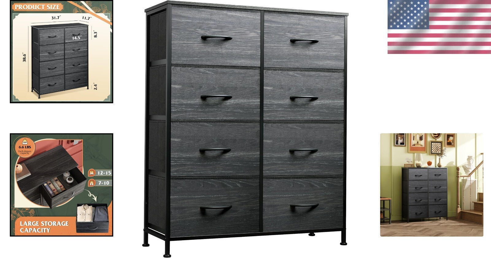 Versatile Freestanding Fabric Dresser - Ideal for Bedroom & Living Room