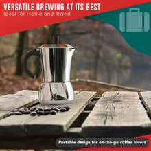 Load image into Gallery viewer, Classic Stainless Steel Moka Pot - 6oz Portable Espresso Maker with Metal Hinge