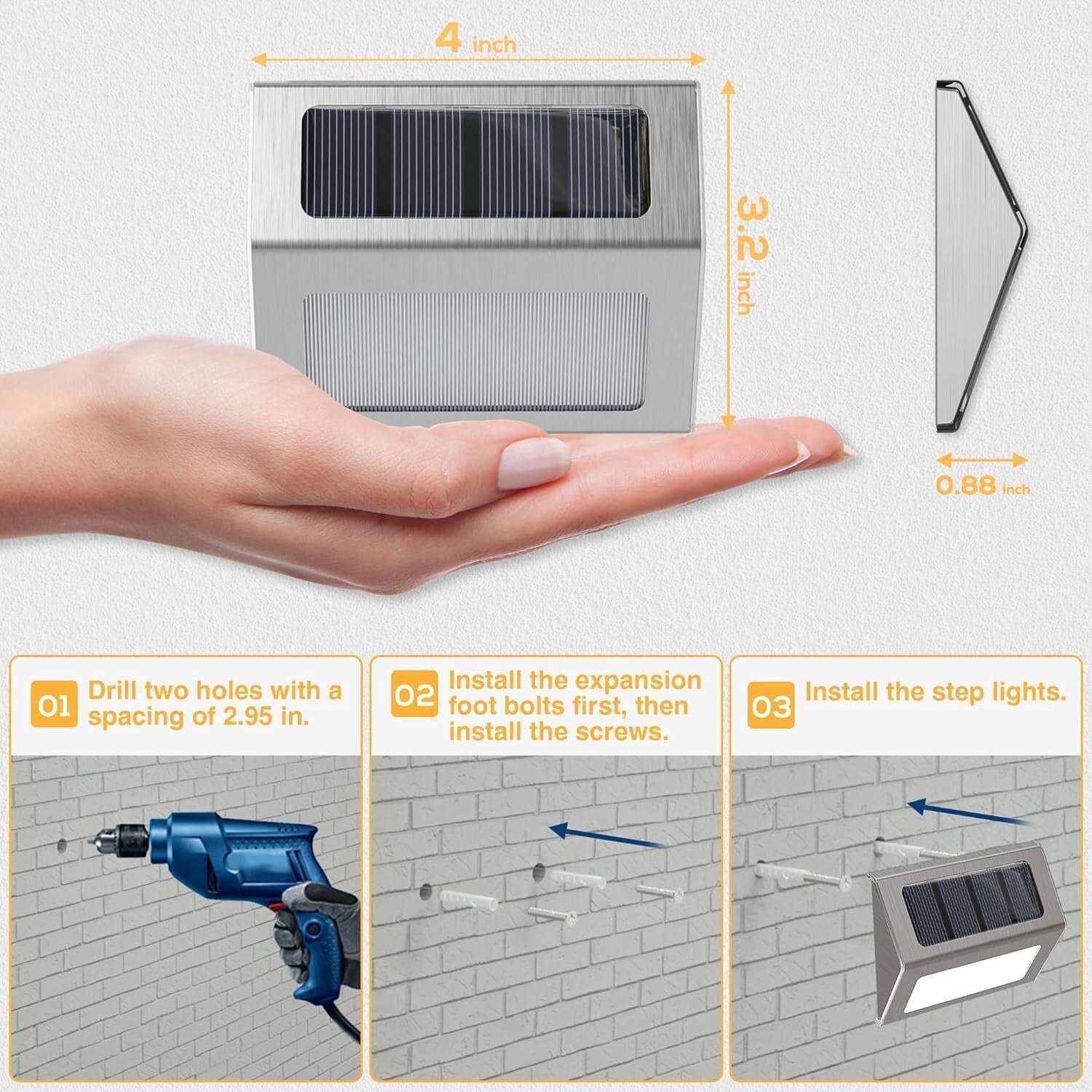 12-Pack Waterproof Solar LED Fence Lights - Automatic On/Off Outdoor Lighting