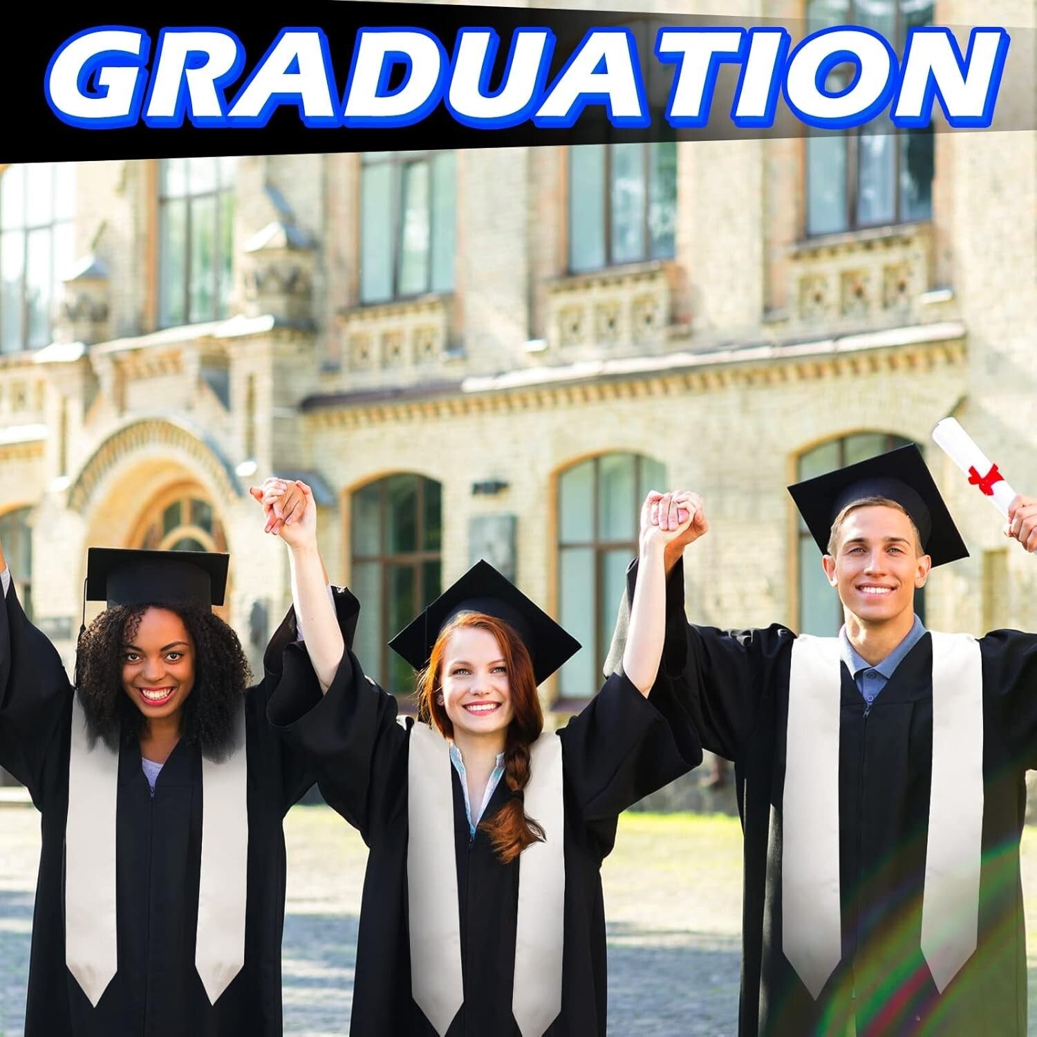 Classic 70 Inch Graduation Stoles - 12 Piece Set for Customizable Celebrations