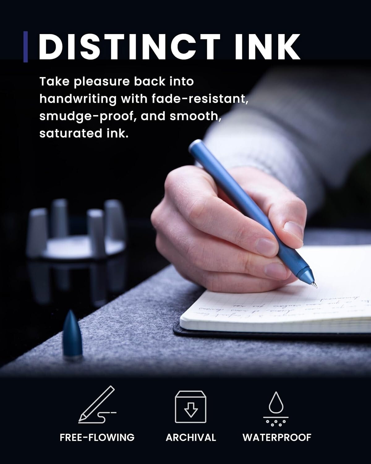 Self-Balancing Hoverpen - Aluminum Luxury Pen with Waterproof Ink and Grip