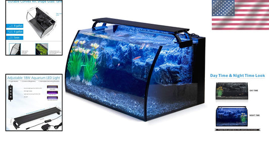 Stylish 8-Gallon Fish Tank with Integrated Filter and Gorgeous Lighting Features