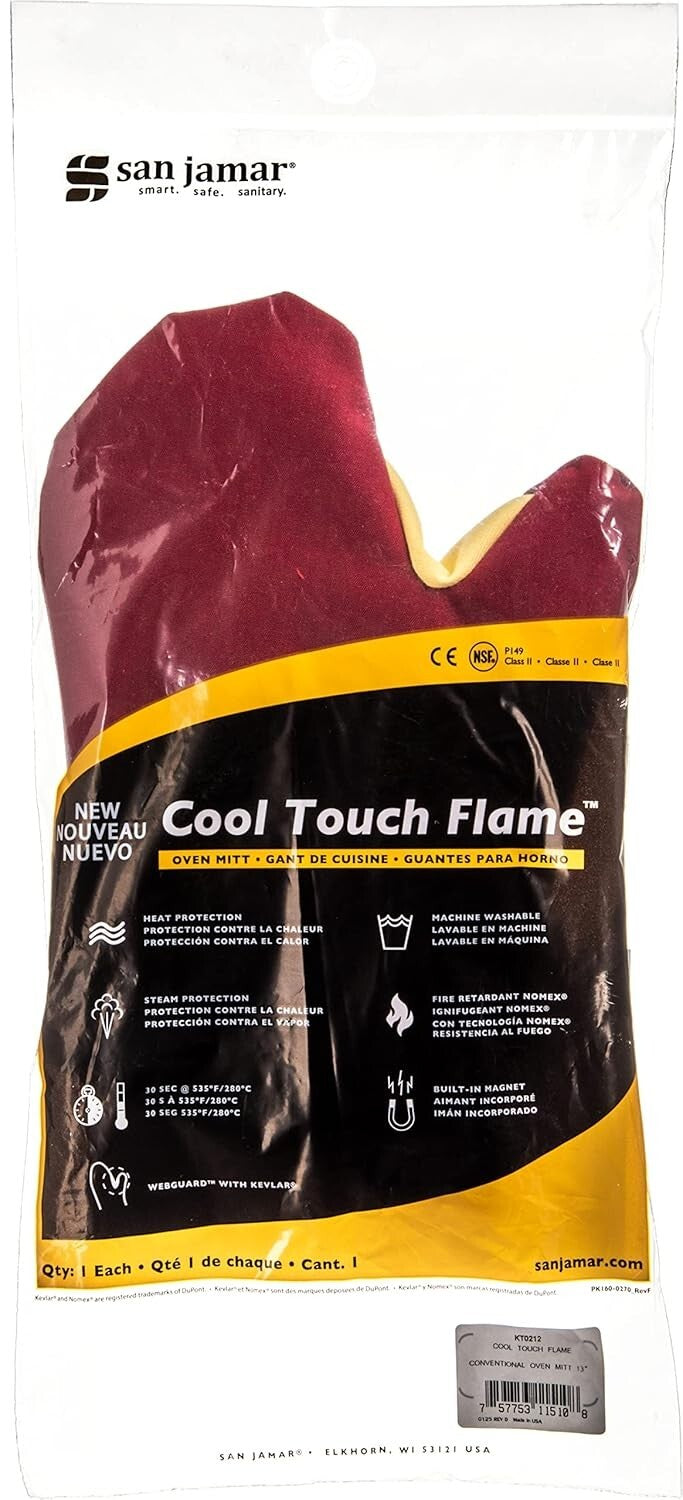 Kool-Tek Heat Protection Oven Mitt - 13” Red with Integrated Storage Solutions