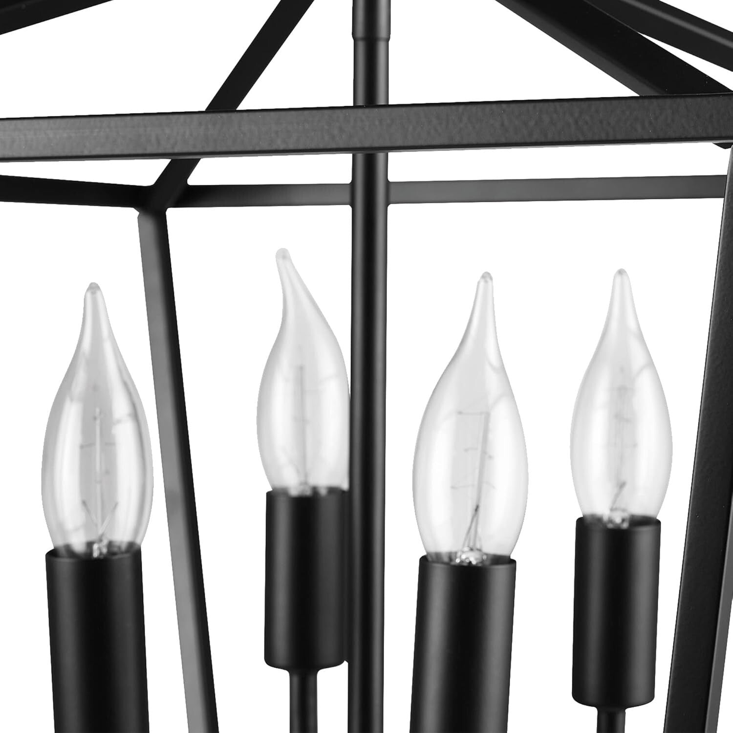 Modern Industrial 4-Light Ceiling Fixture with Flame Tip Edison Bulbs Included