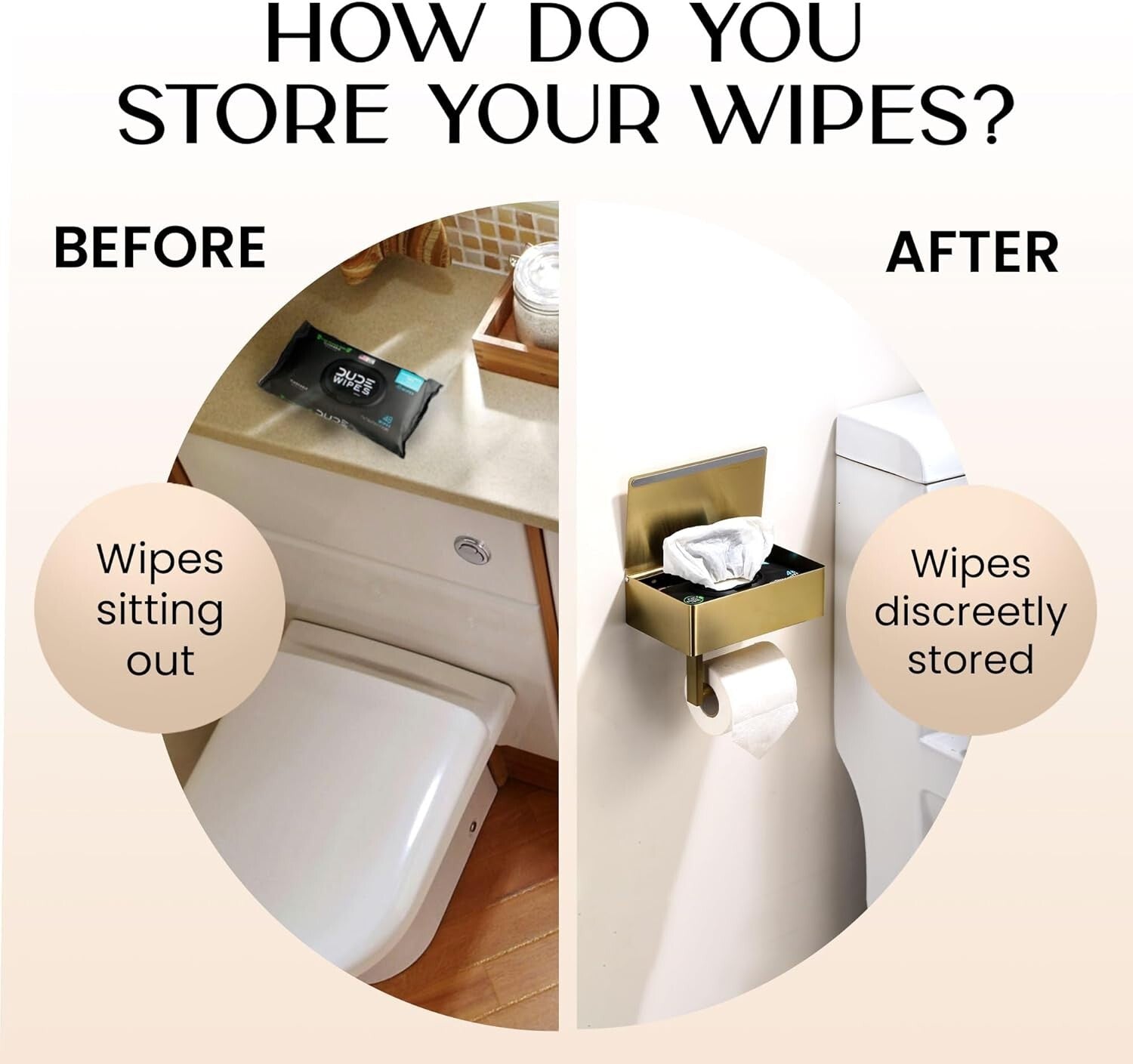 Brushed Gold Toilet Paper Holder with Shelf - Modern Bathroom Storage Solution