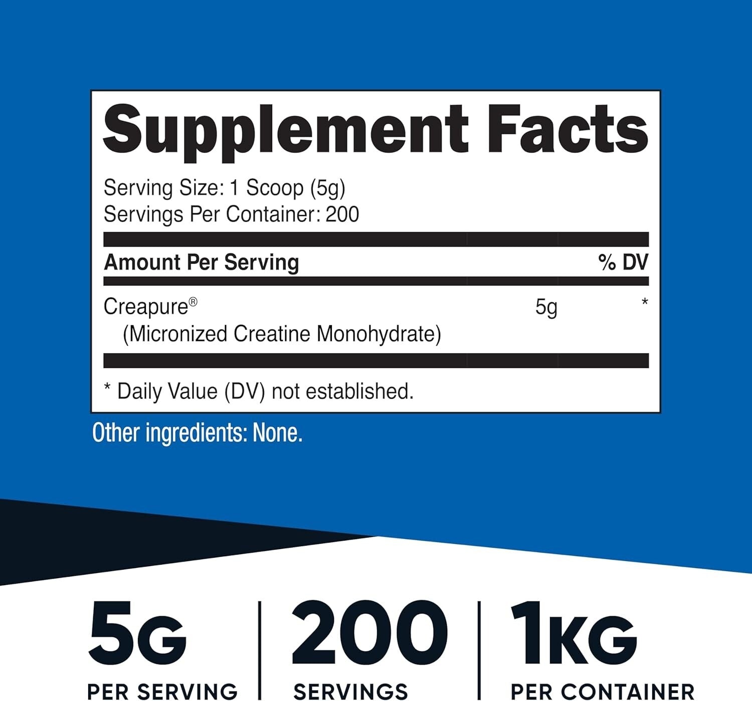 200 Servings of Unflavored Creapure Creatine Monohydrate Powder, 1KG Bottle