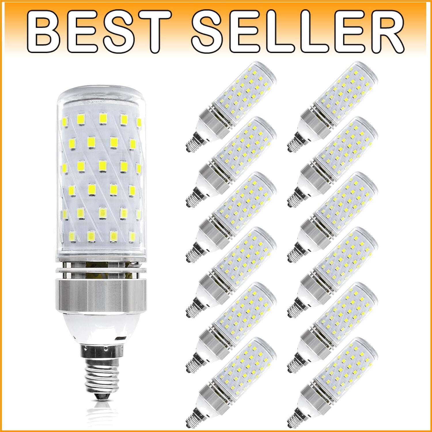 E12 LED Bulbs, 16W 1500LM Daylight White 6000K - Pack of 12 Energy-Saving Lamps