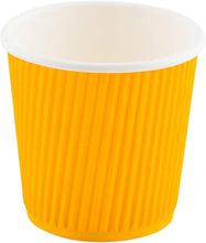 Load image into Gallery viewer, Leakproof 4oz Ripple Insulated Yellow Coffee Cups - 500 Count Value Pack