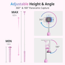 Load image into Gallery viewer, Compact Pink 62'' Phone Tripod with Remote – Perfect for Travel Photography