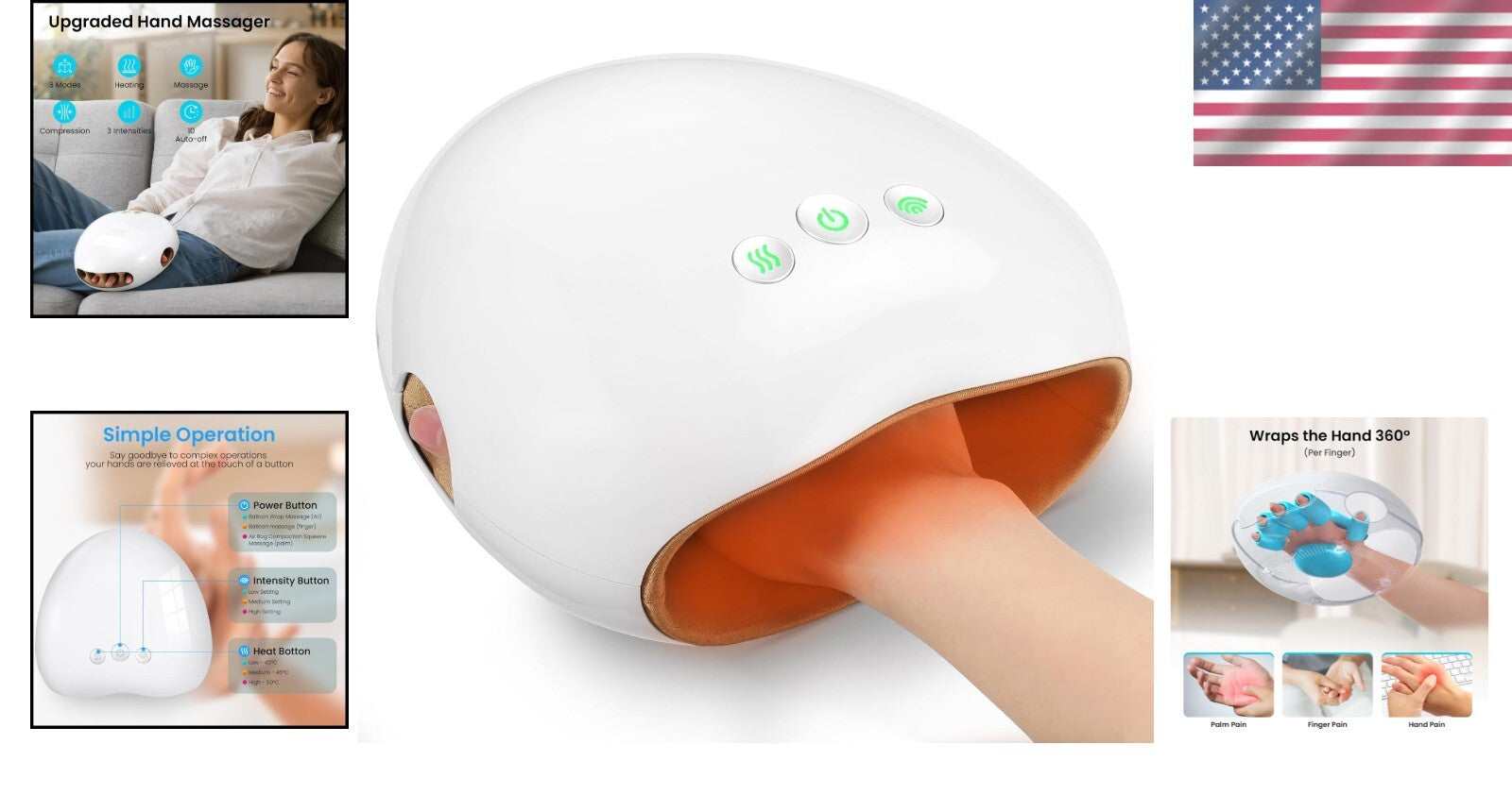 Portable Hand Massager with Heat - Ideal for Carpal Tunnel Relief, Stylish Gift