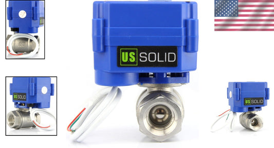 9-24V Motorized Ball Valve, Stainless Steel, Full Port - Safe for Drinking Water