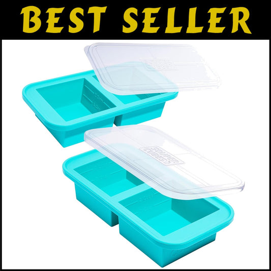 Versatile 2-Pack Aqua Silicone Molds for Soup, Sauces & Leftovers - Easy Storage